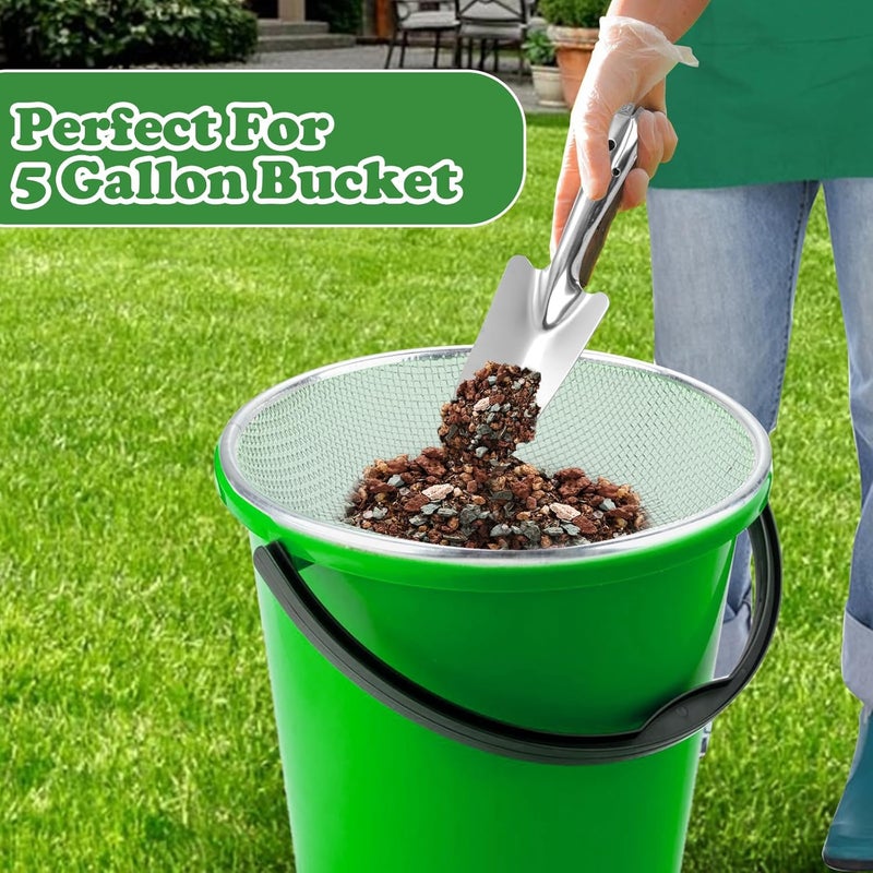 moonateen Soil, Sand, and Compost Sifter for Gardening – Sieve for Rocks, Dirt, and Organic Material – Fits 5-Gallon Buckets-3/8 in Aperture - Image 5
